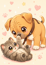 Affiche Animaux Chibi personnalisee - apercu