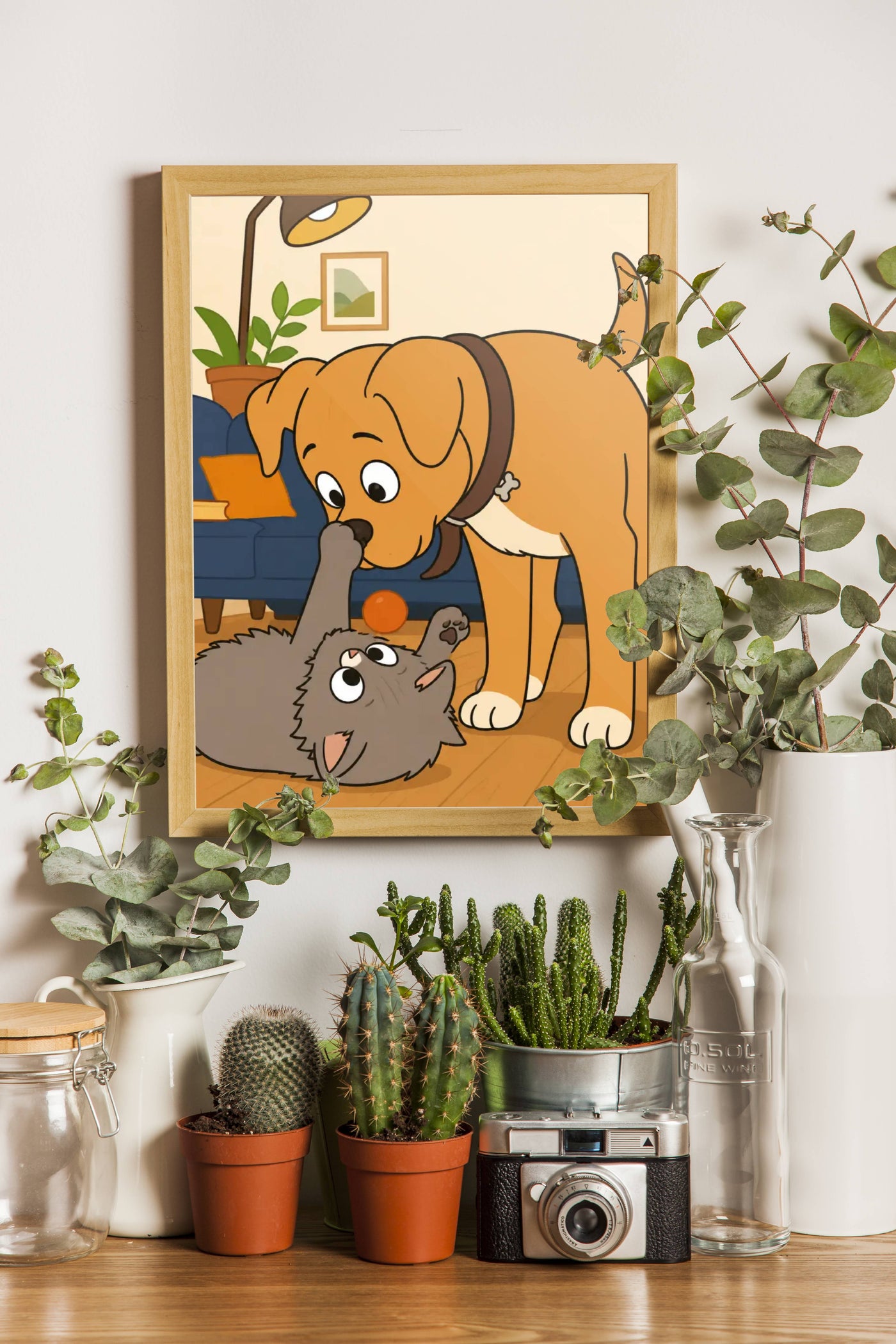 Affiche Animaux Dessin - Personnage jaune - décor