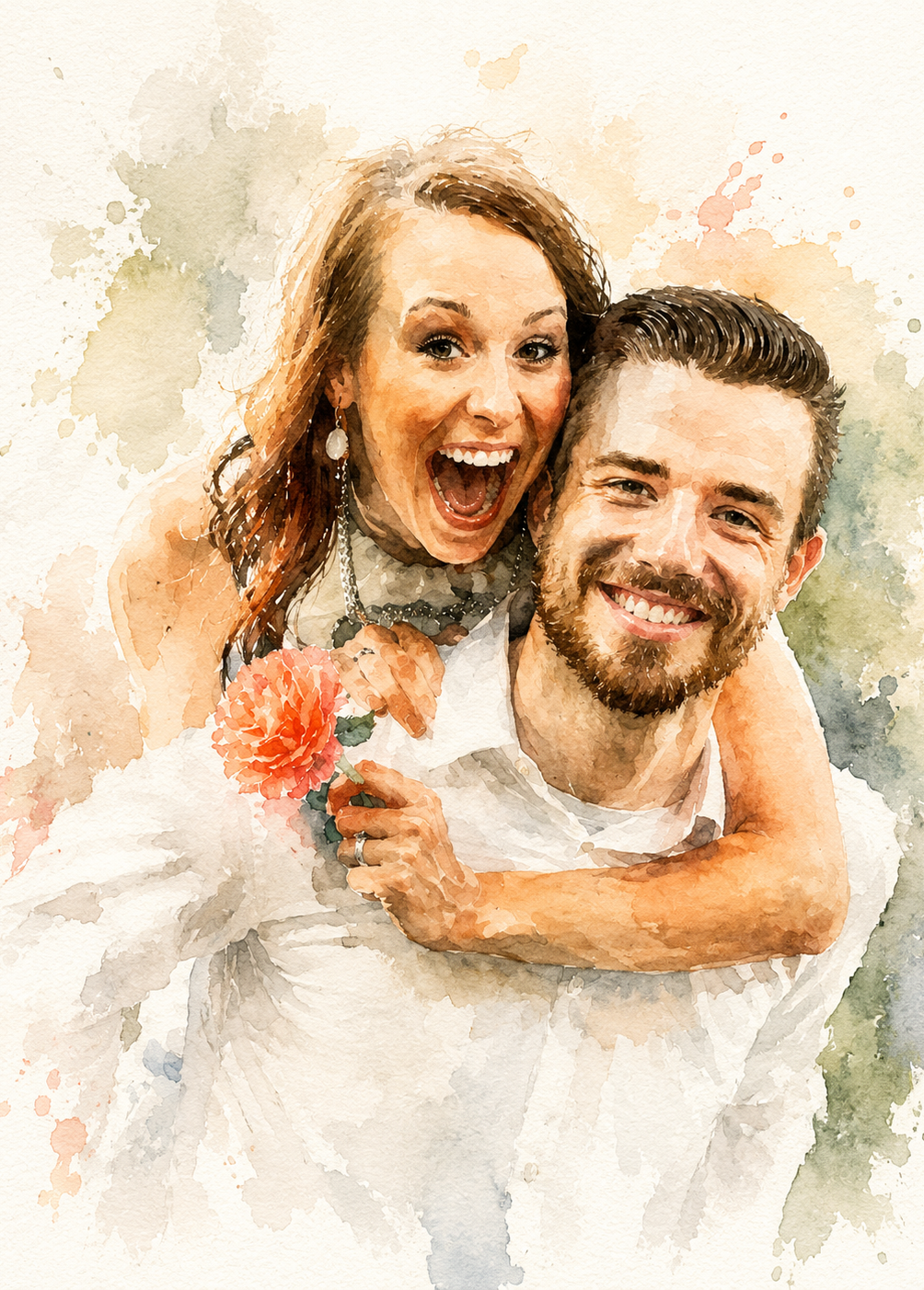Affiche Couple Aquarelle personnalisee - apercu