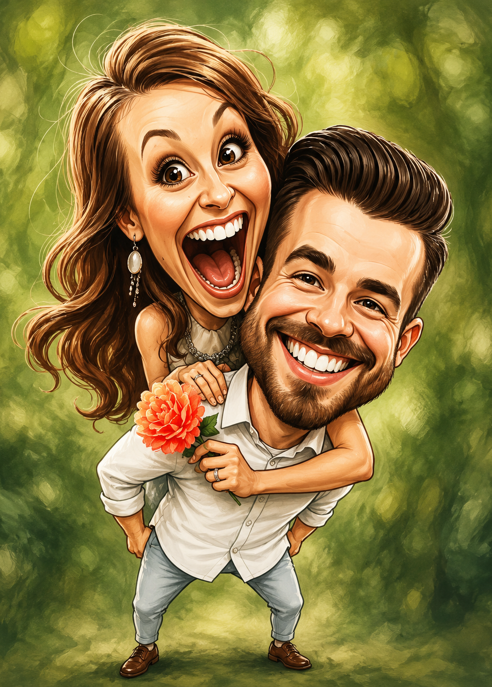 Affiche Couple Caricature personnalisee - apercu