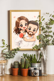 Affiche Couple Chibi personnalisee