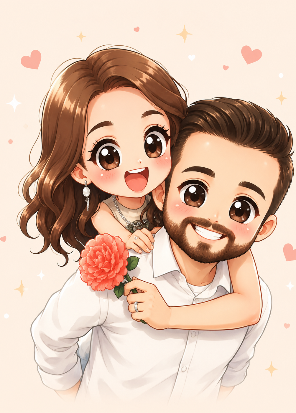 Affiche Couple Chibi personnalisee - apercu