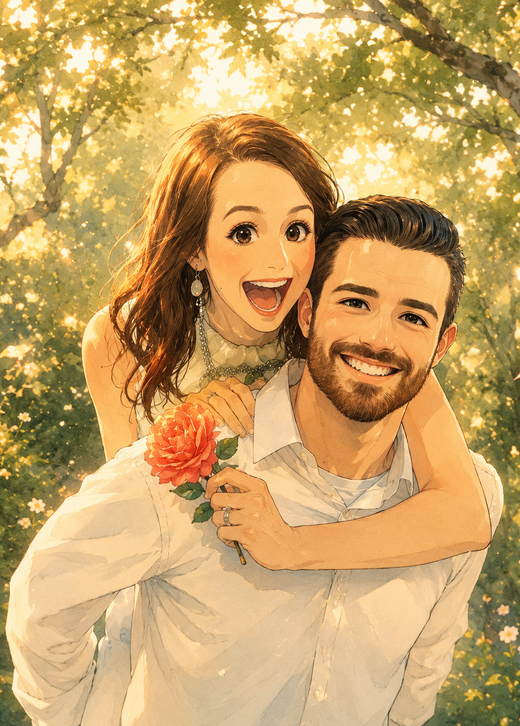 Japanese Drawing Couple Poster