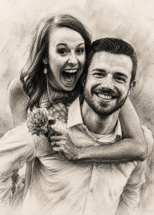Affiche Couple Fusain