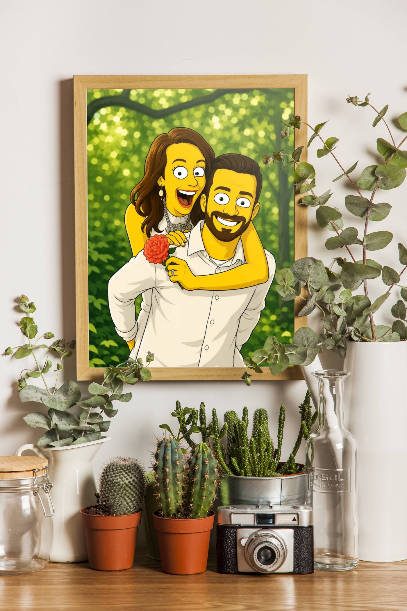 Affiche Couple Dessin - Personnage jaune - décor