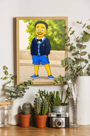 Affiche Enfant Dessin - Personnage jaune - décor