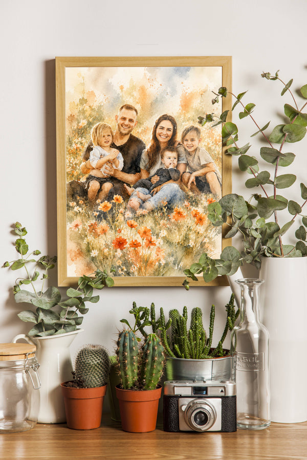 Affiche Famille Aquarelle personnalisee