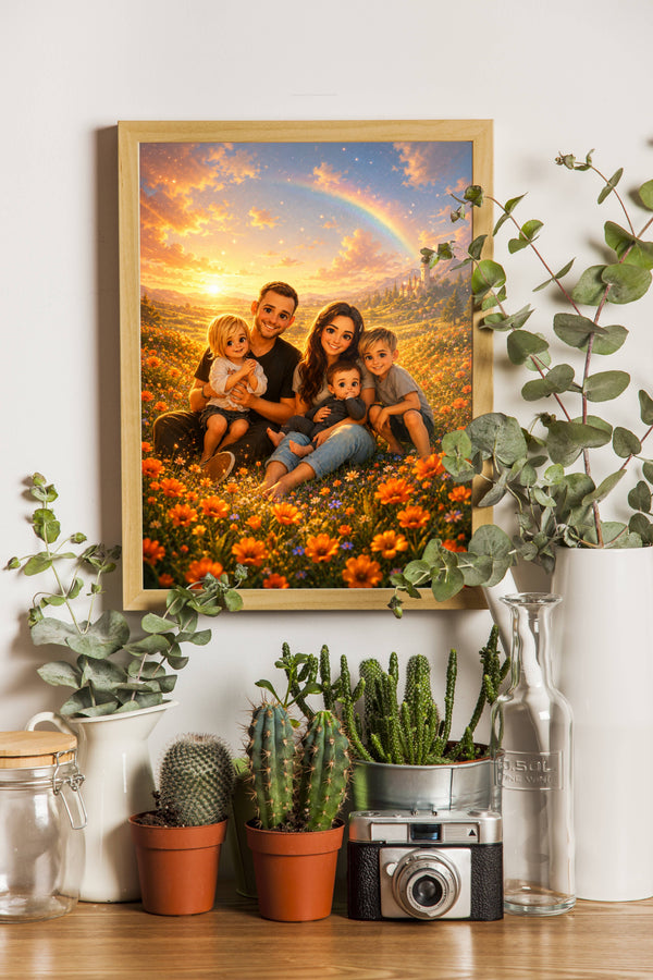 Affiche Famille Dessin feerique personnalisee