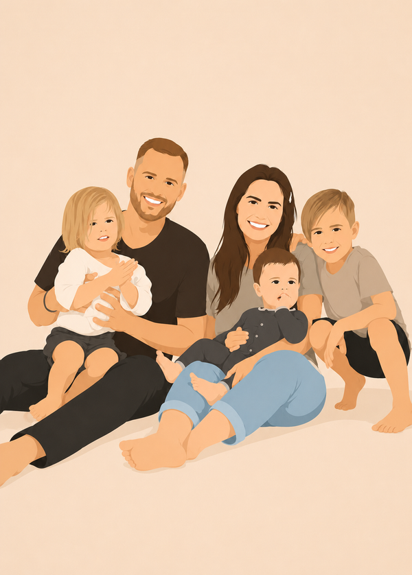Affiche Famille Flat Design personnalisee
