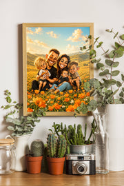 Affiche Famille Caricature personnalisee