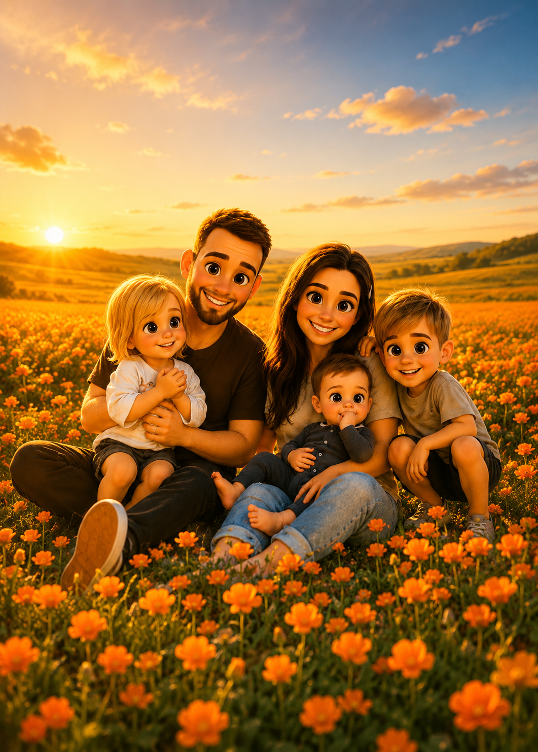 Affiche Famille Cartoon personnalisee - apercu