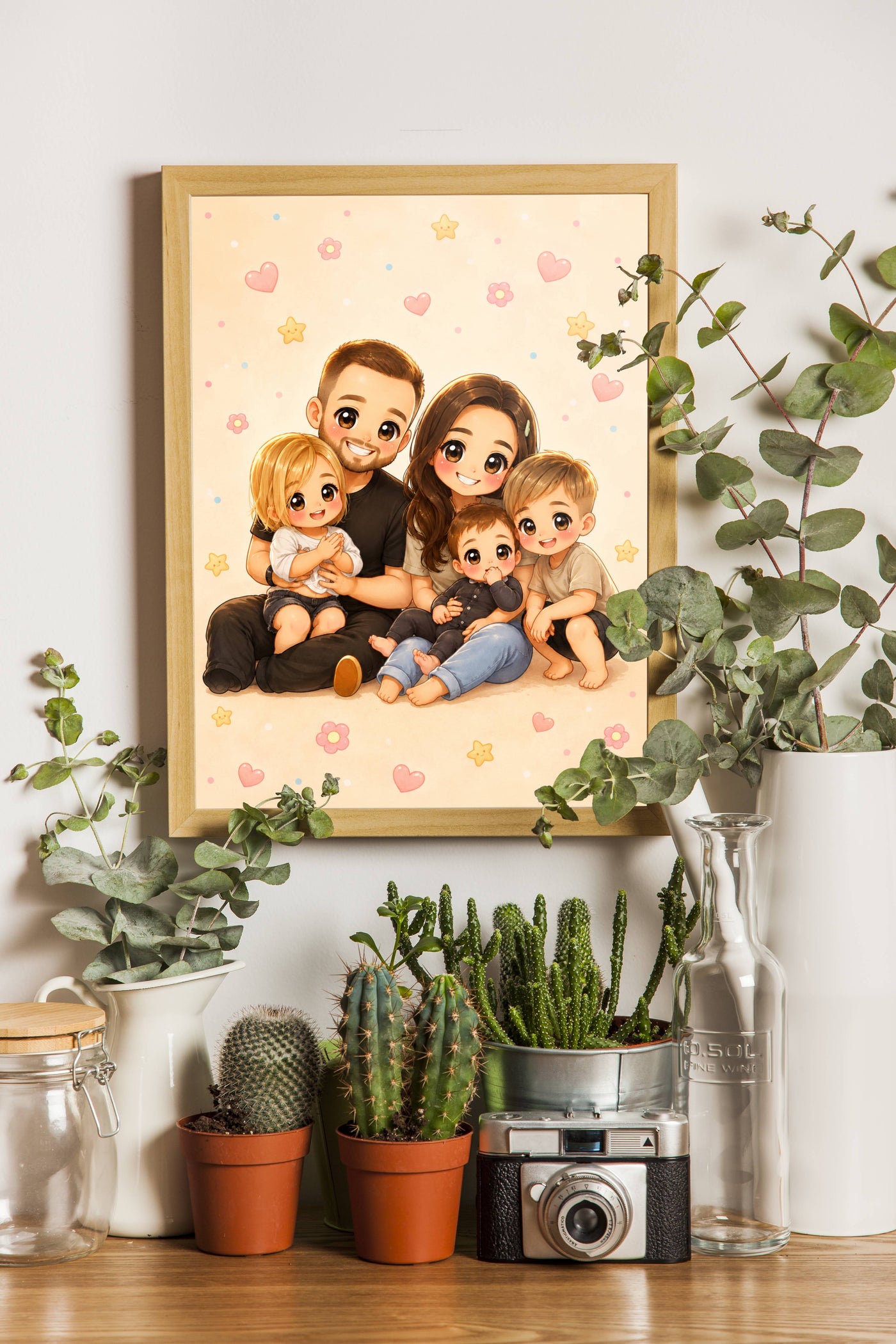 Affiche Famille Chibi personnalisee