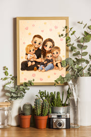 Affiche Famille Chibi personnalisee