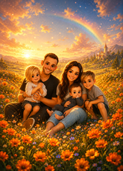 Affiche Famille Dessin feerique personnalisee - apercu