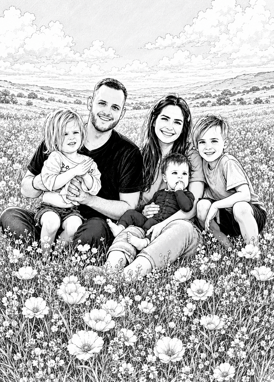 Affiche Famille Manga personnalisee - apercu