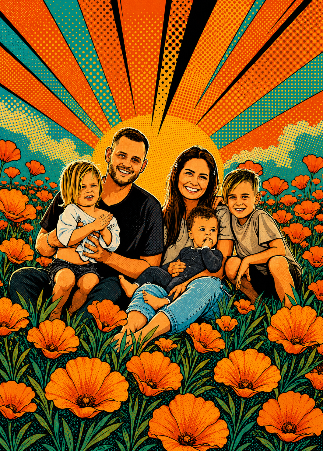 Affiche Famille Pop art personnalisee - apercu