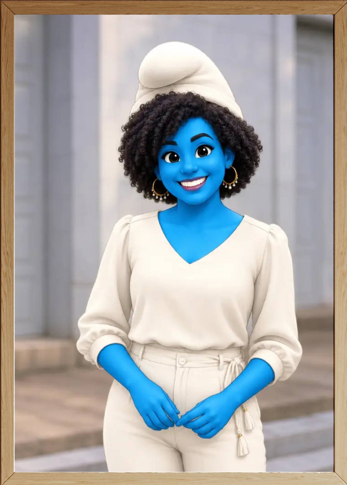 Female character blue frame
