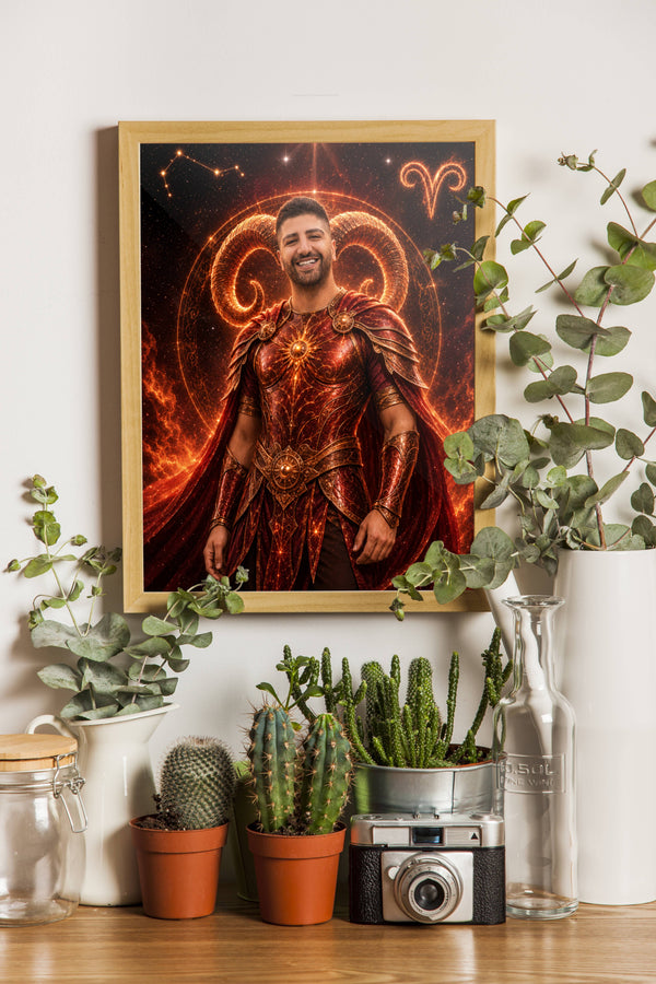 Affiche Homme Zodiac Bélier personnalisée - décor