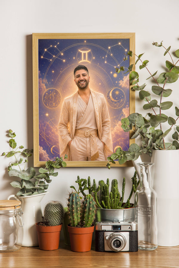 Affiche Homme Zodiac Gémeaux personnalisée - décor