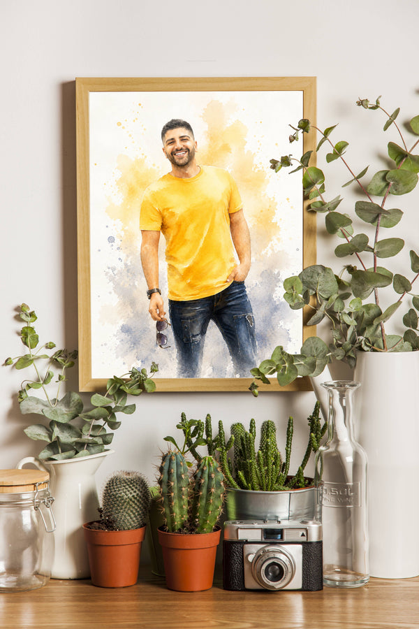 Affiche Homme Aquarelle personnalisee