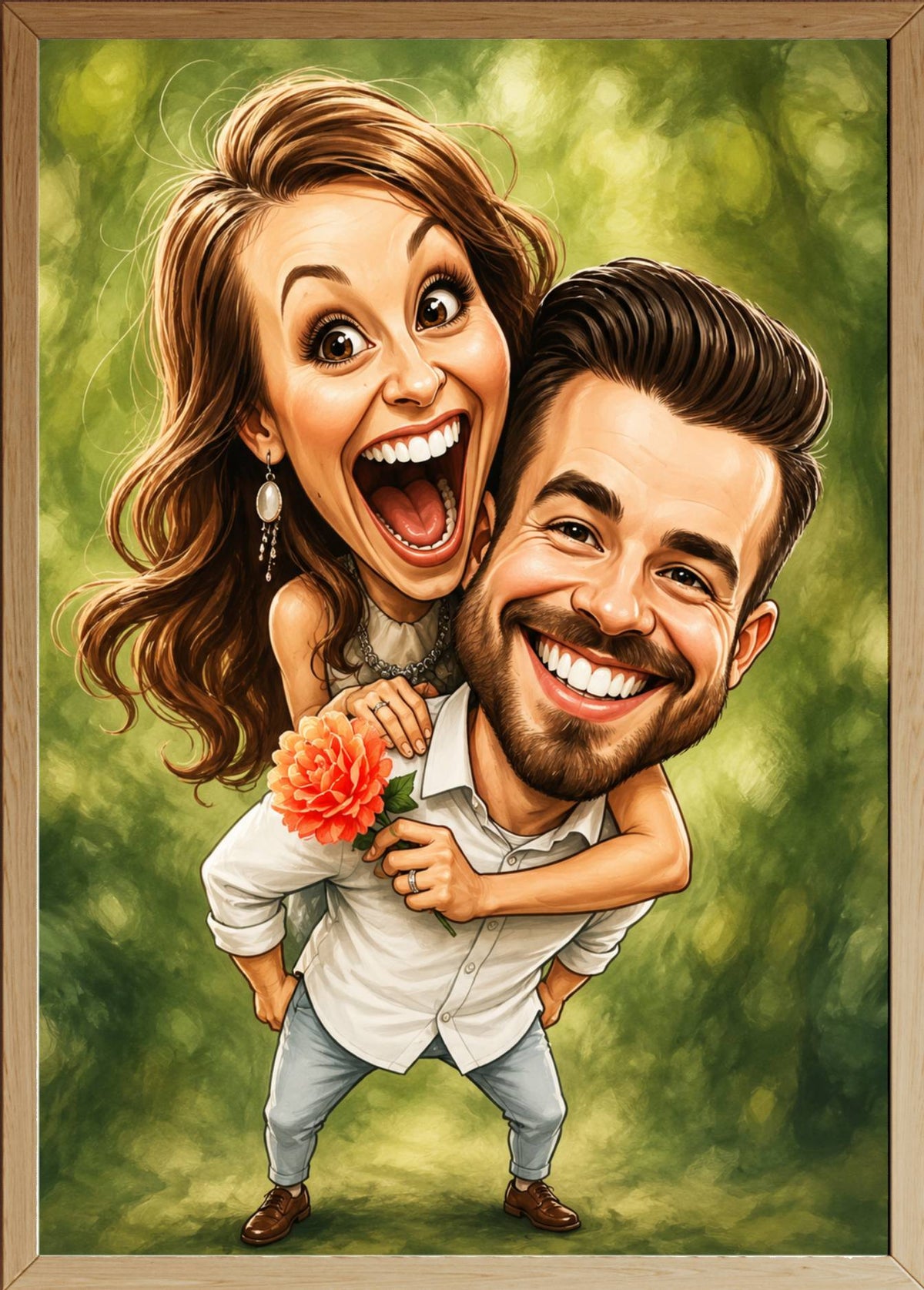 Executive couple caricature